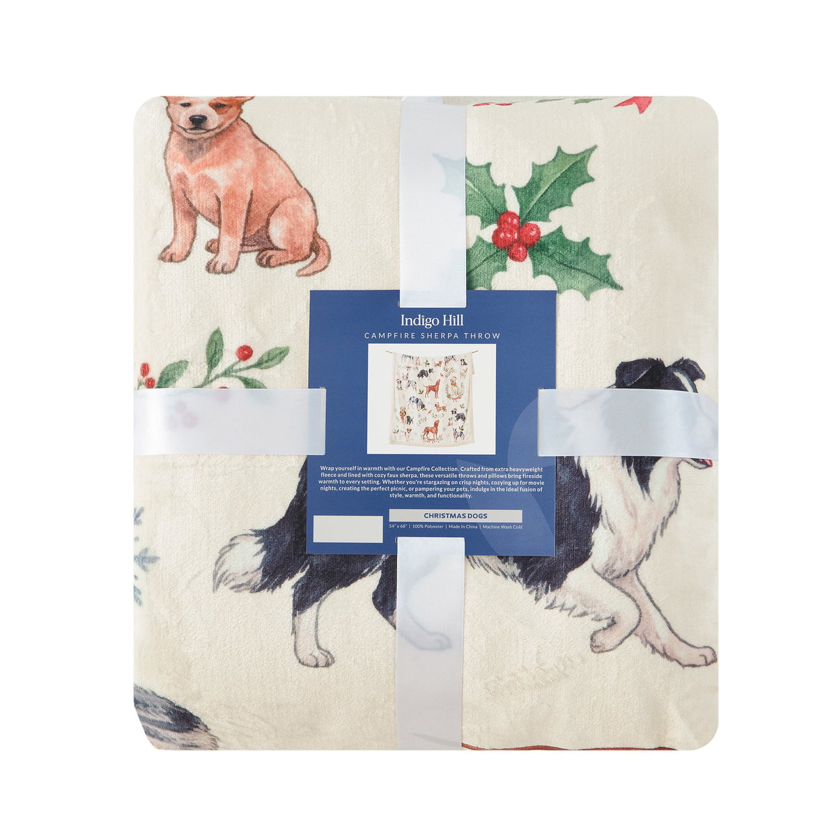 Christmas Dogs Campfire Sherpa Throw Throw