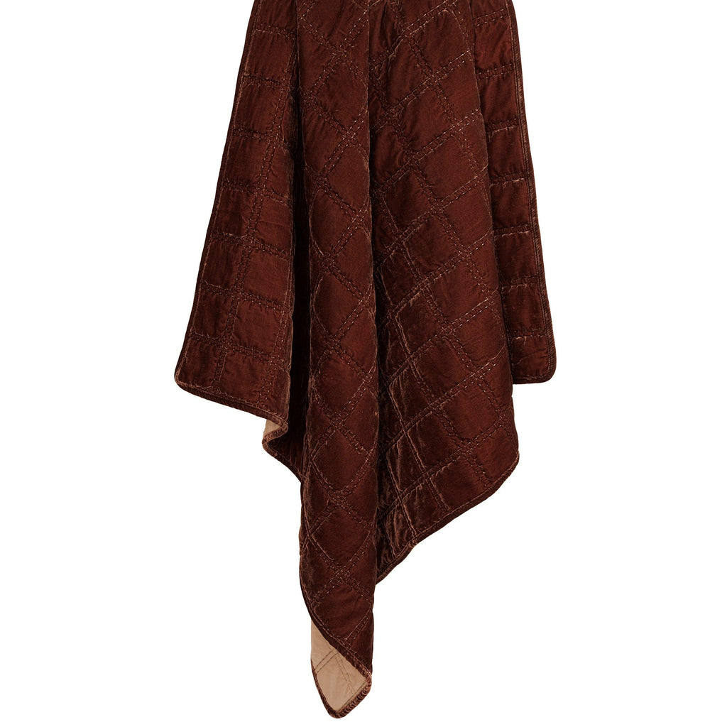 Stella Faux Silk Velvet Double Box Stitch Throw Copper Brown Throw