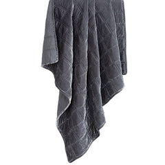 Stella Faux Silk Velvet Double Box Stitch Throw Dark Slate Throw