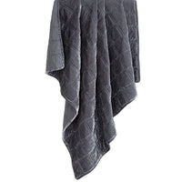 Stella Faux Silk Velvet Double Box Stitch Throw Dark Slate Throw
