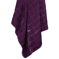 Stella Faux Silk Velvet Double Box Stitch Throw Dark Violet Throw