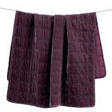 Stella Faux Silk Velvet Double Box Stitch Throw Dark Violet Throw