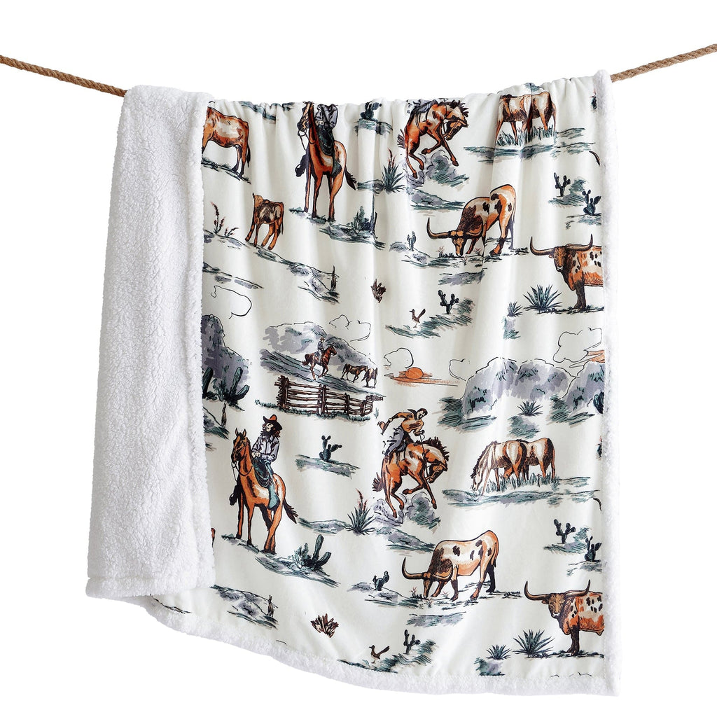 Ranch Life Western Toile Campfire Sherpa Throw Duffle Bag Throw