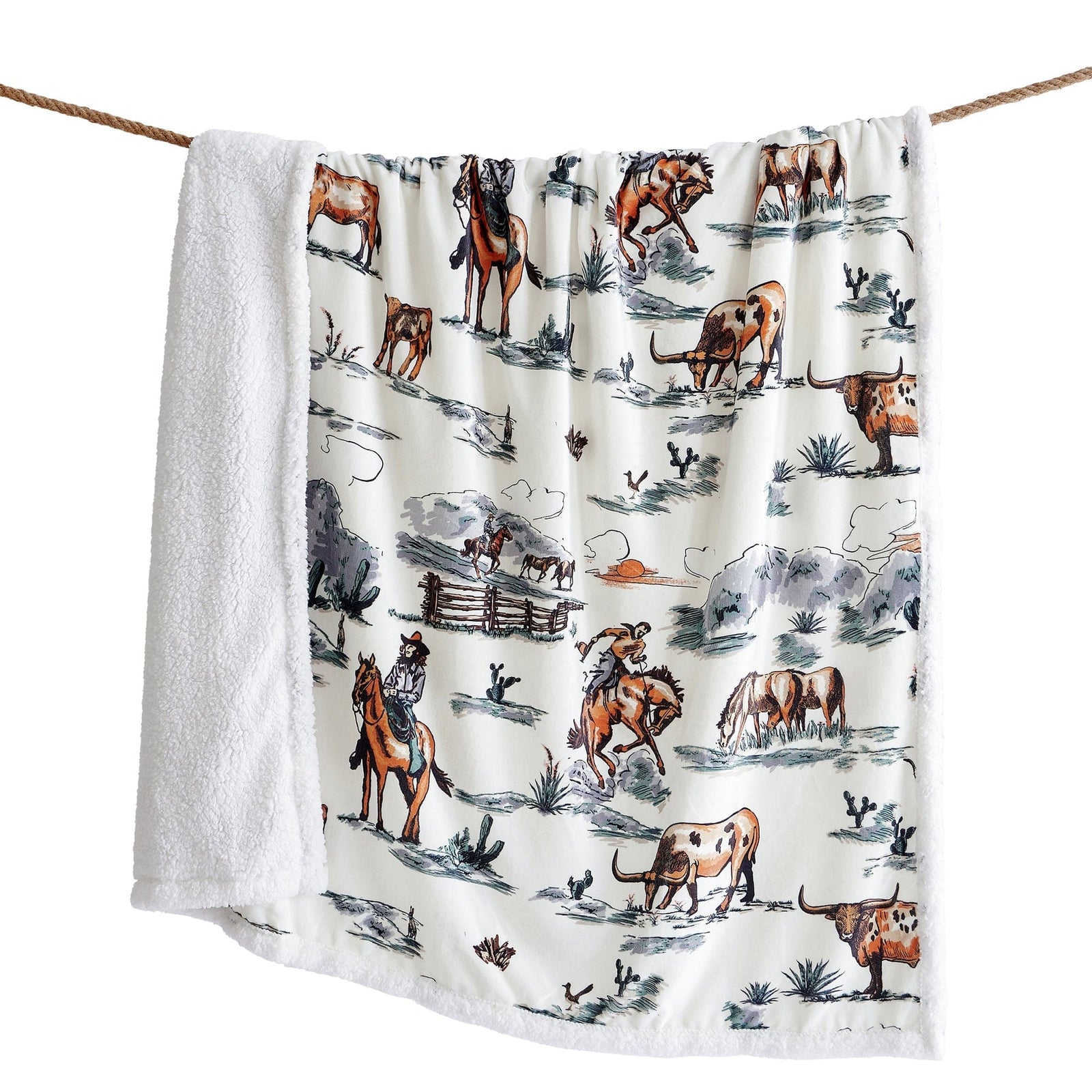 Ranch Life Western Toile Campfire Sherpa Throw Duffle Bag Throw