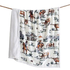 Ranch Life Western Toile Campfire Sherpa Throw Duffle Bag Throw