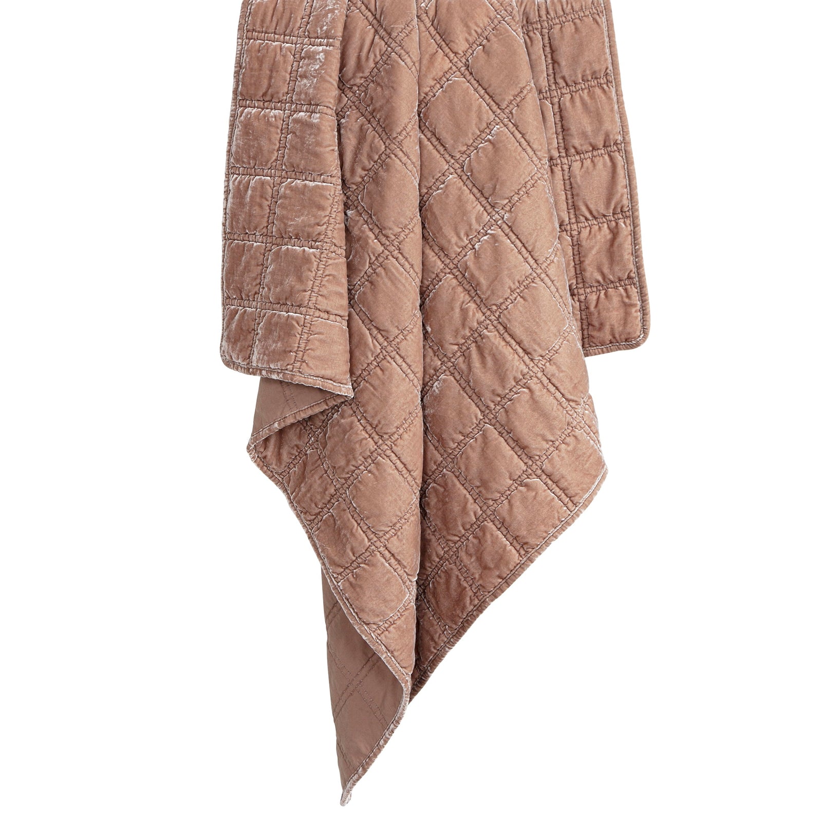 Stella Faux Silk Velvet Double Box Stitch Throw Dusty Rose Throw