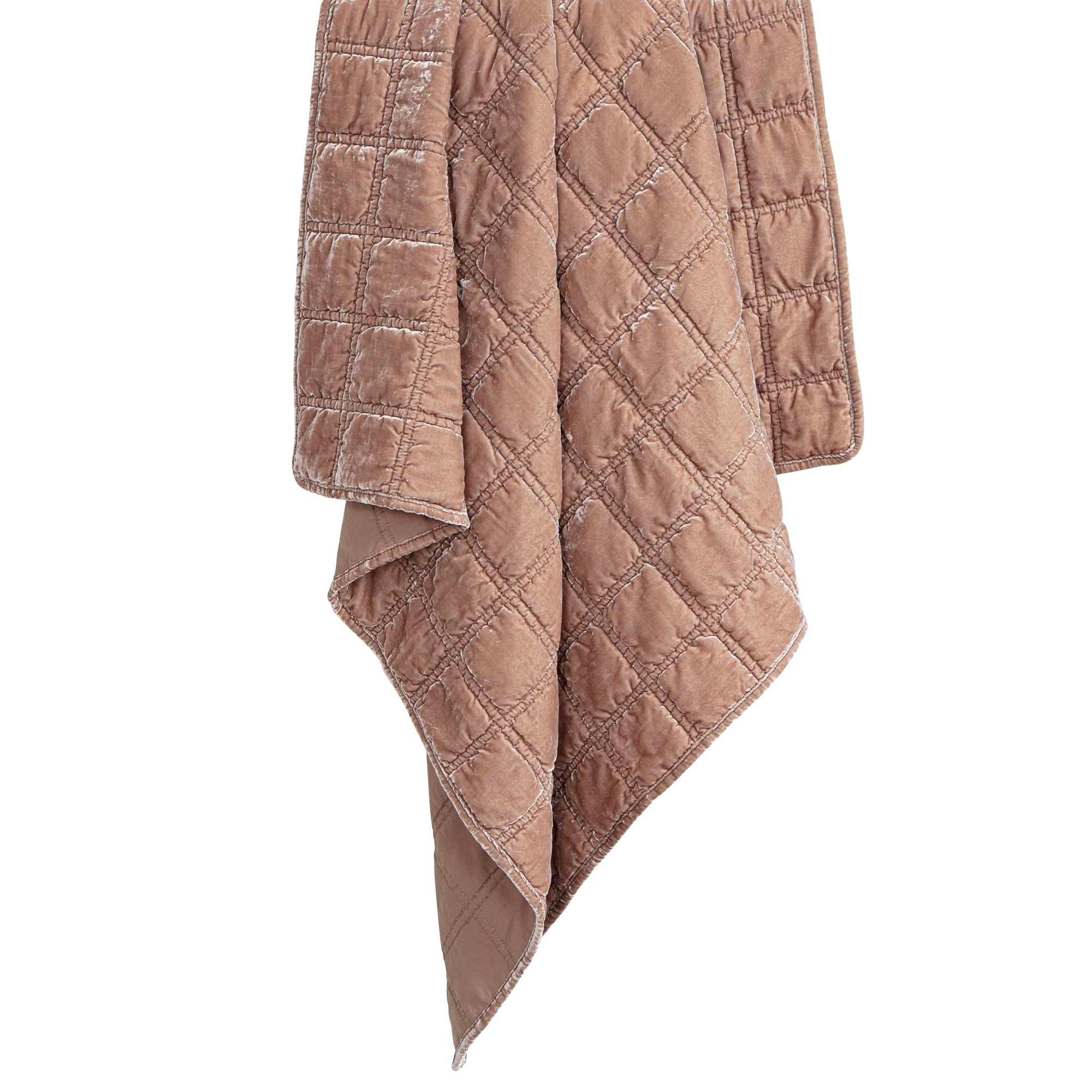 Stella Faux Silk Velvet Double Box Stitch Throw Dusty Rose Throw