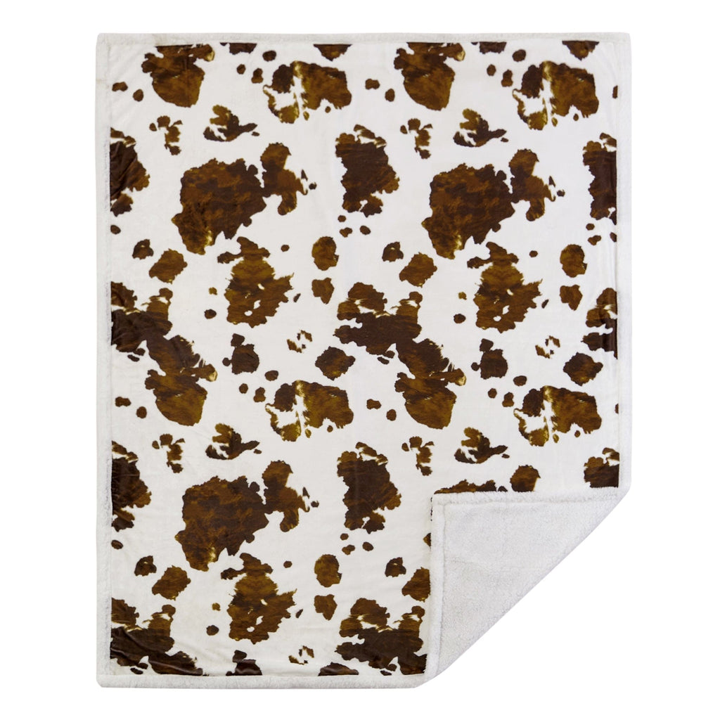 Elsa Cowhide Campfire Sherpa Throw Throw