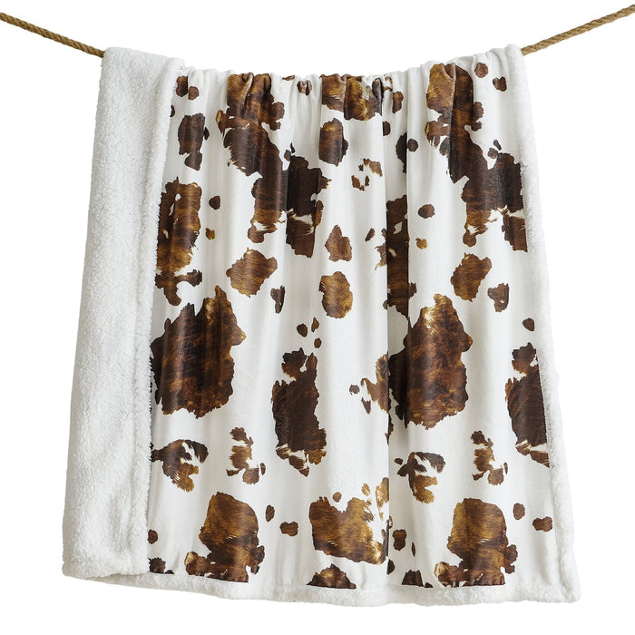 Elsa Cowhide Campfire Sherpa Throw Throw