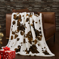 Elsa Cowhide Campfire Sherpa Throw Throw