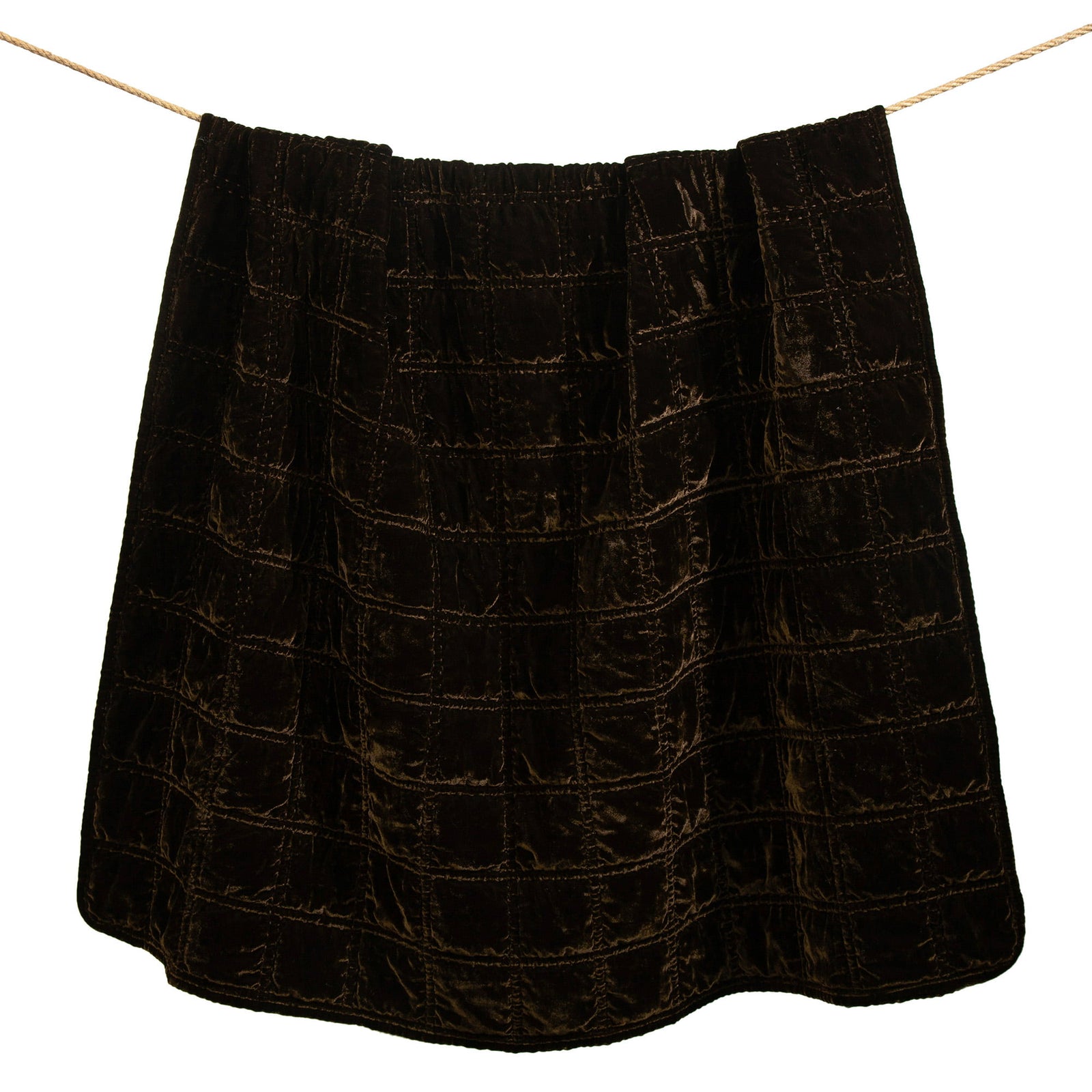 Stella Faux Silk Velvet Double Box Stitch Throw Espresso Throw