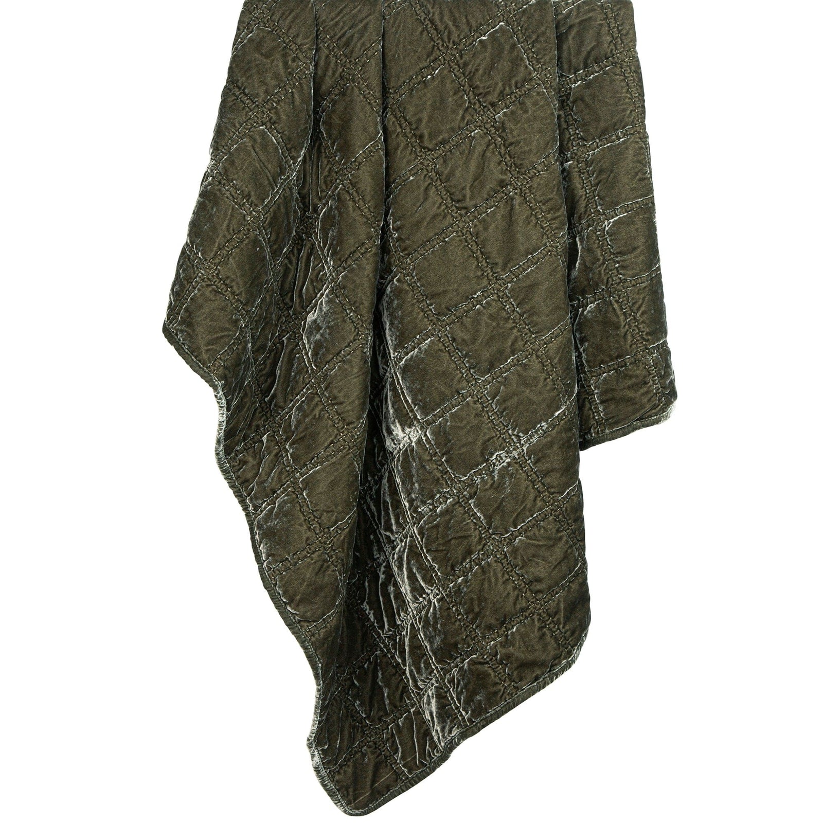 Stella Faux Silk Velvet Double Box Stitch Throw Fern Green Throw