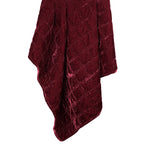 Stella Faux Silk Velvet Double Box Stitch Throw Garnet Red Throw