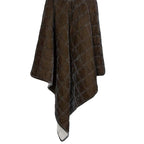 Stella Faux Silk Velvet Double Box Stitch Throw Green Ochre Throw