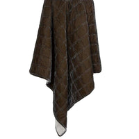 Stella Faux Silk Velvet Double Box Stitch Throw Green Ochre Throw