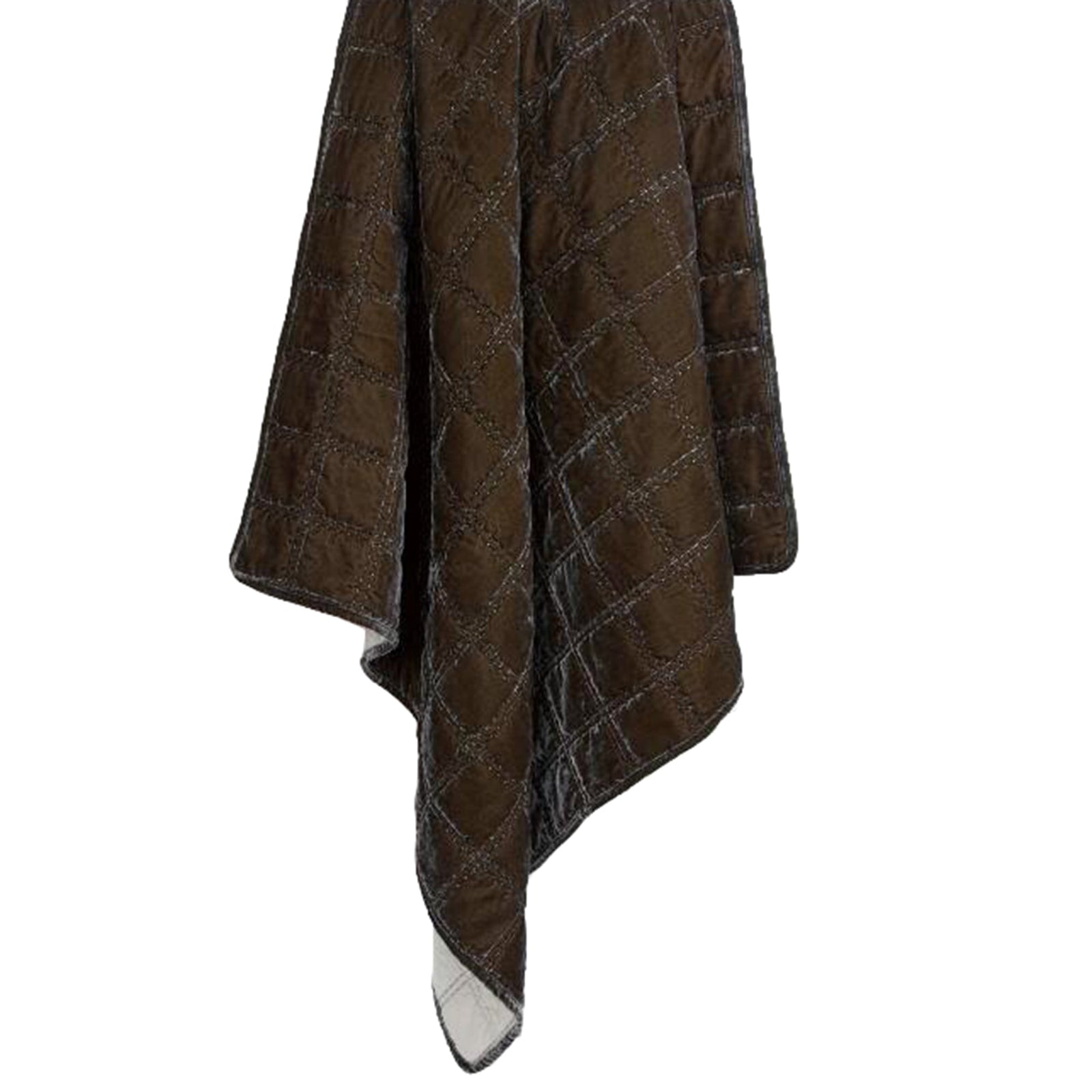 Stella Faux Silk Velvet Double Box Stitch Throw Green Ochre Throw
