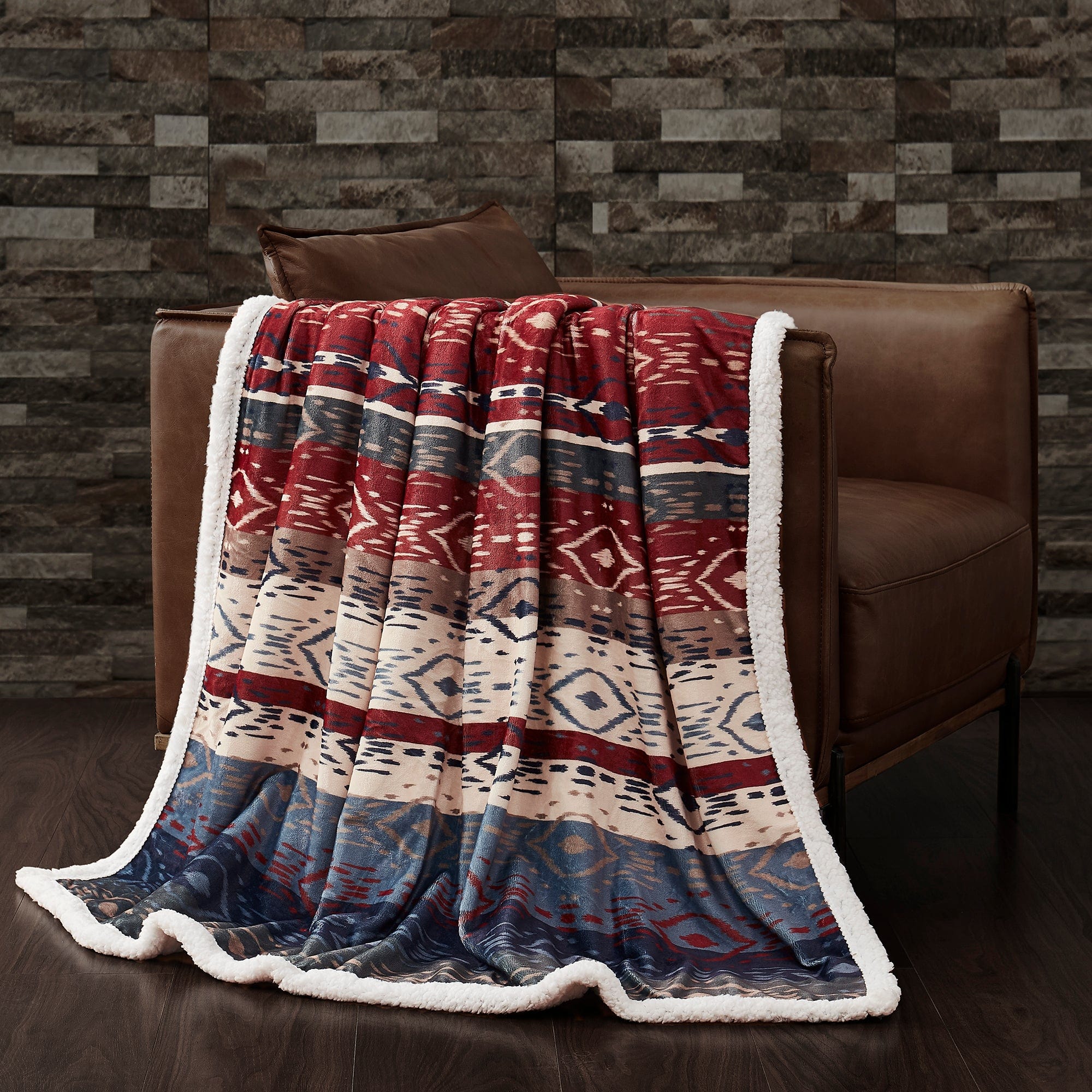 Home on the Range Aztec Campfire Sherpa Throw Throw