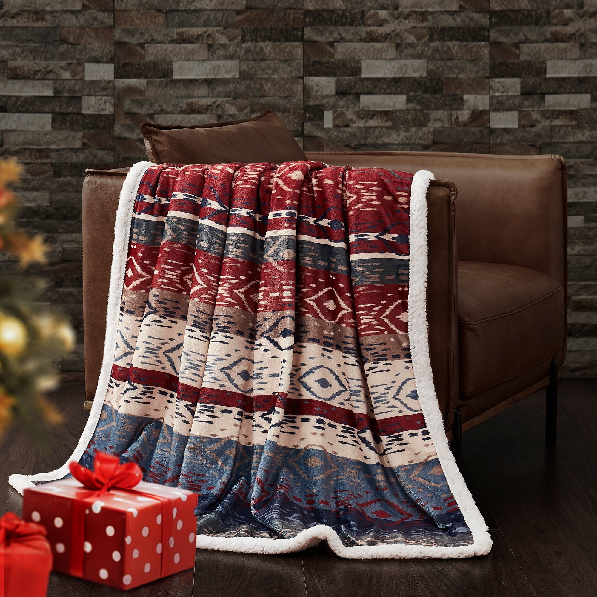 Home on the Range Aztec Campfire Sherpa Throw Throw