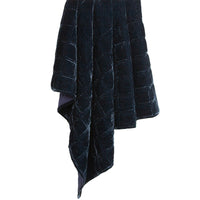 Stella Faux Silk Velvet Double Box Stitch Throw Midnight Blue Throw