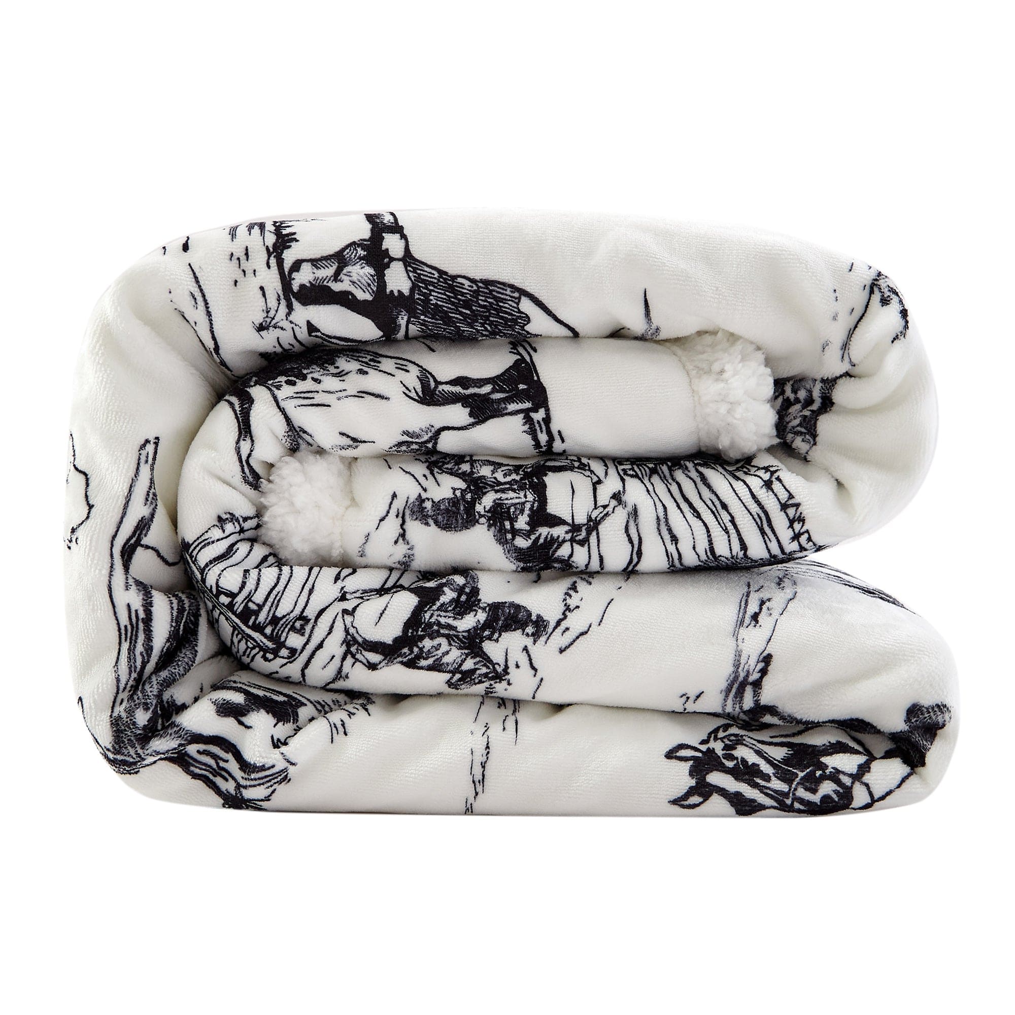Ranch Life Western Toile Campfire Sherpa Throw Throw