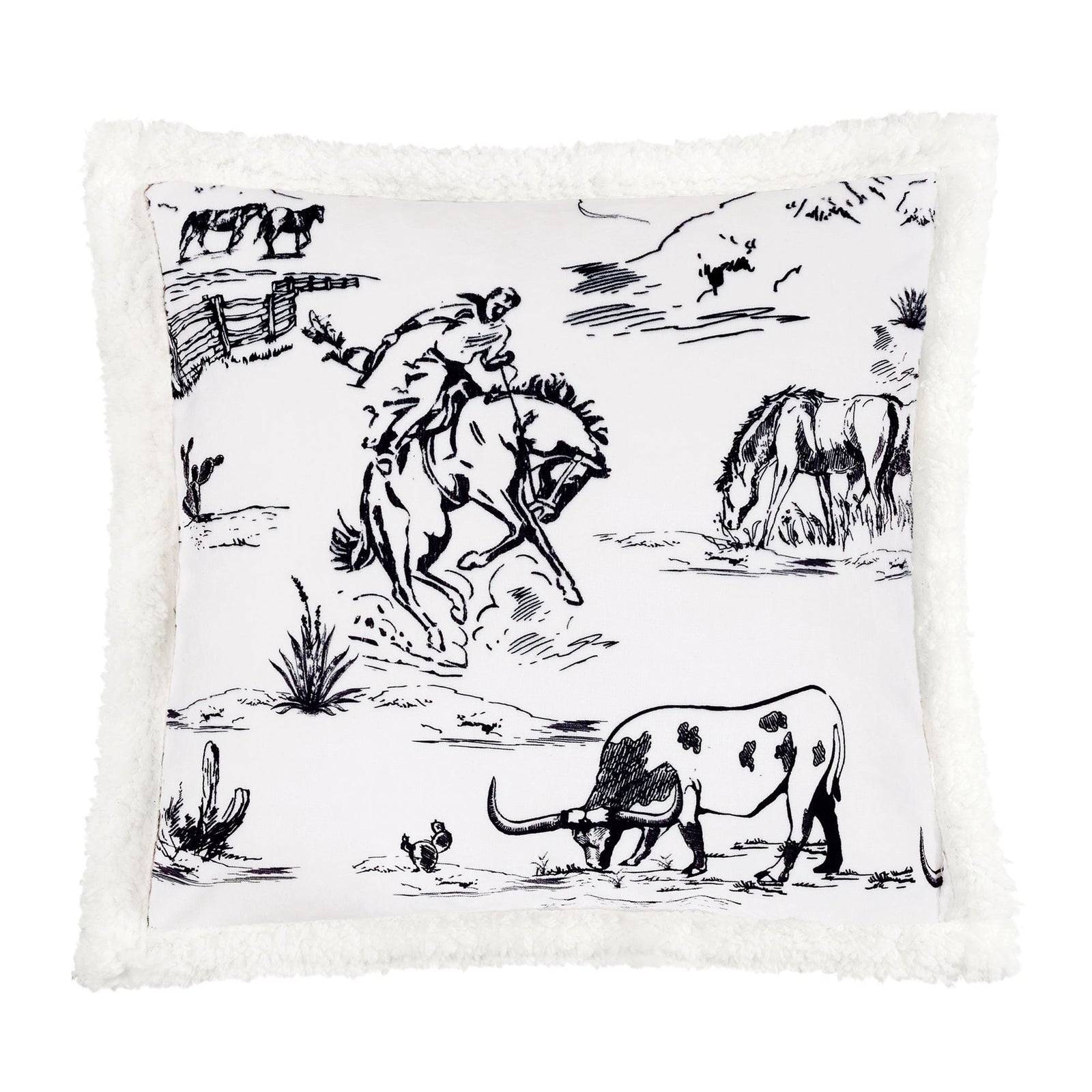 Ranch Life Western Toile Campfire Sherpa Throw Throw