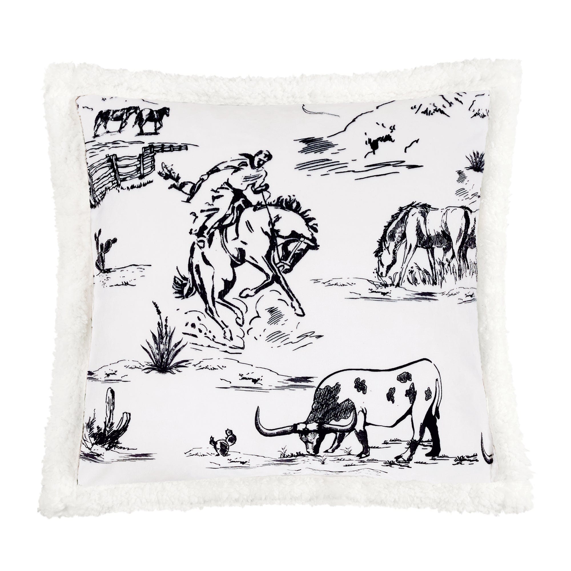 Ranch Life Western Toile Campfire Sherpa Throw Throw