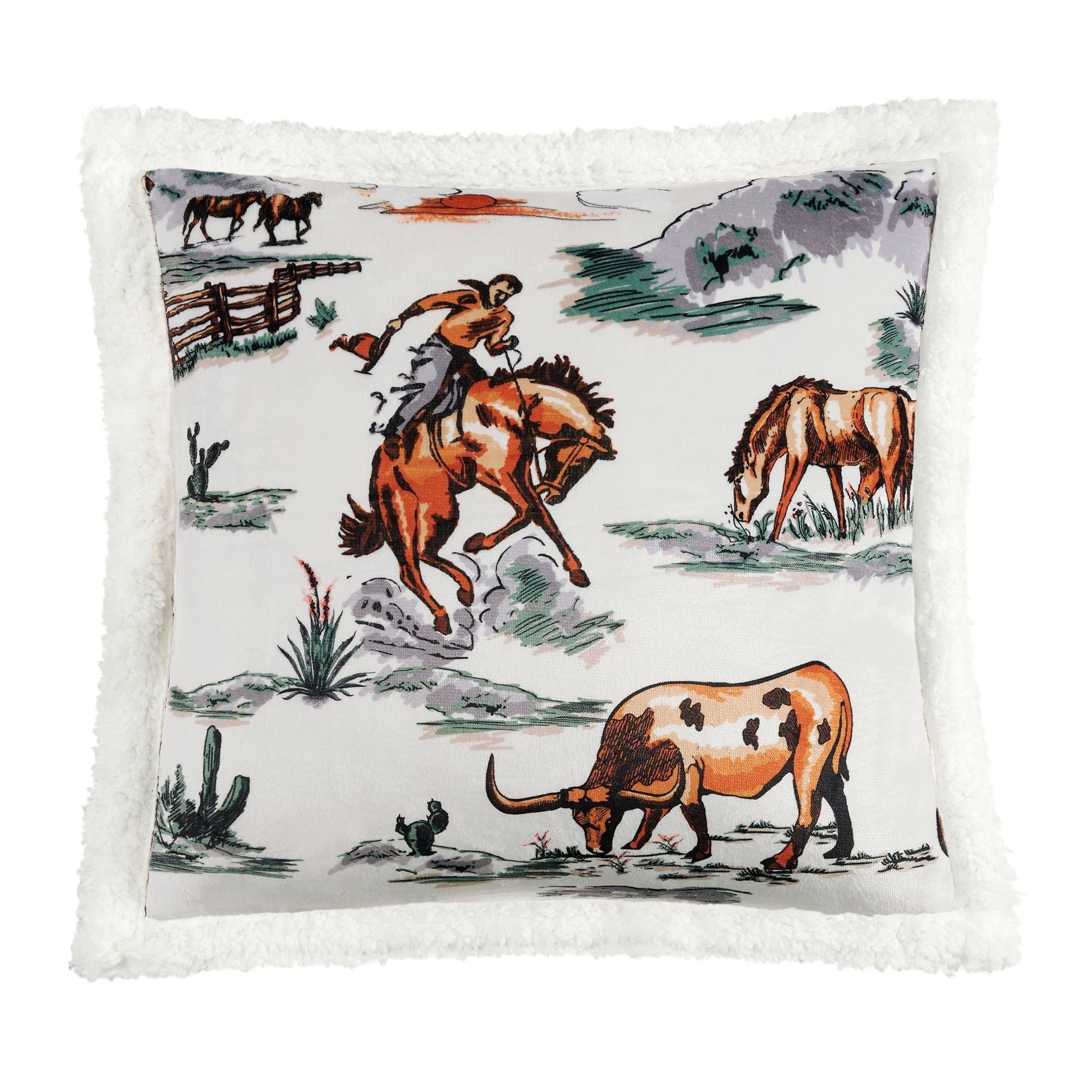 Ranch Life Western Toile Campfire Sherpa Throw Throw