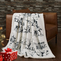 Ranch Life Western Toile Campfire Sherpa Throw Throw