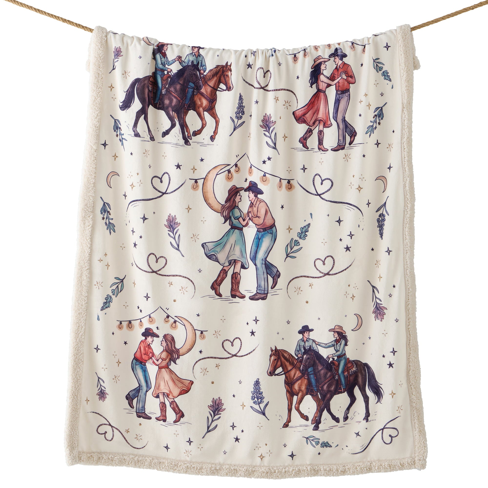 Rodeo Nights Campfire Sherpa Throw Throw
