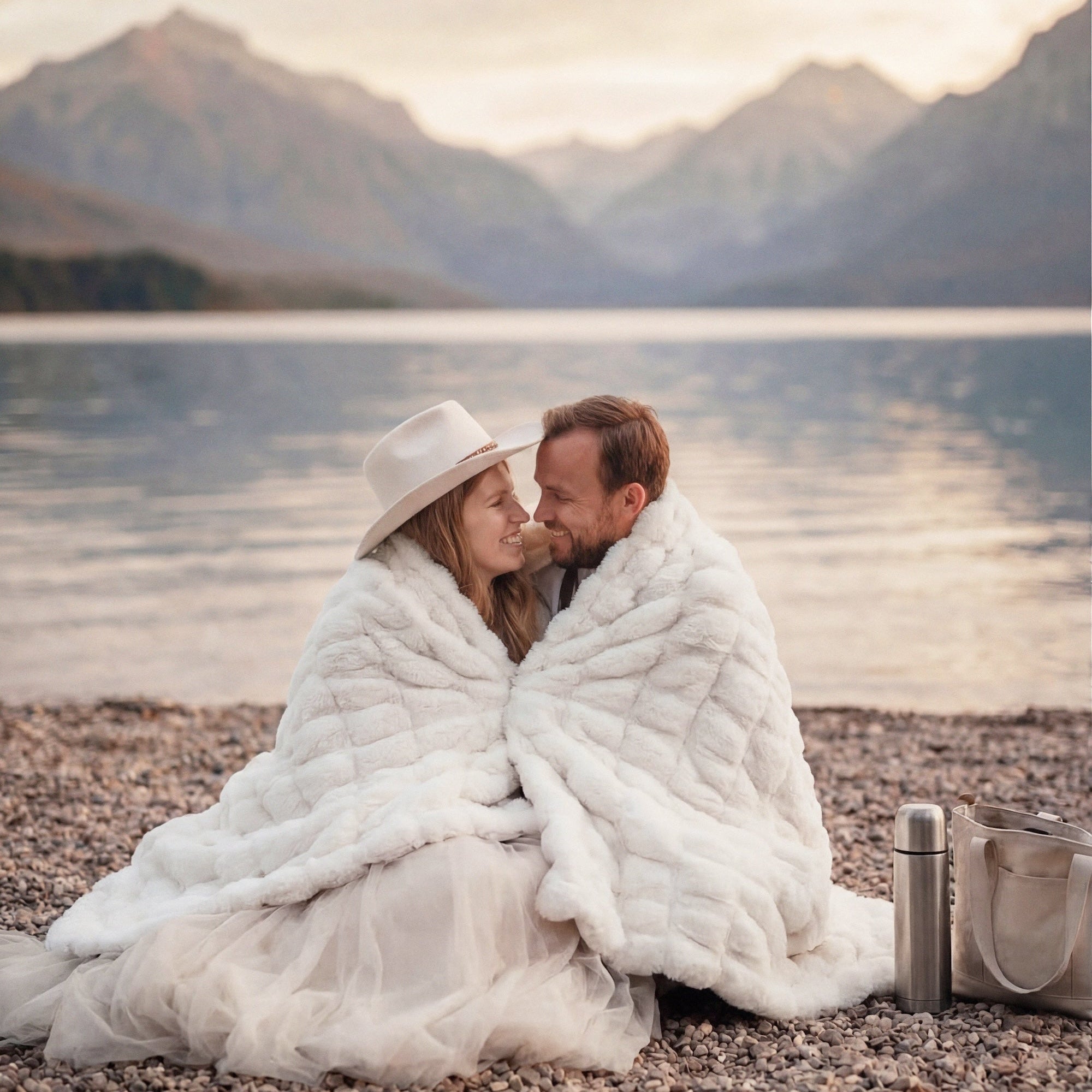 Ruched Rabbit Double-Sided Throw Throw