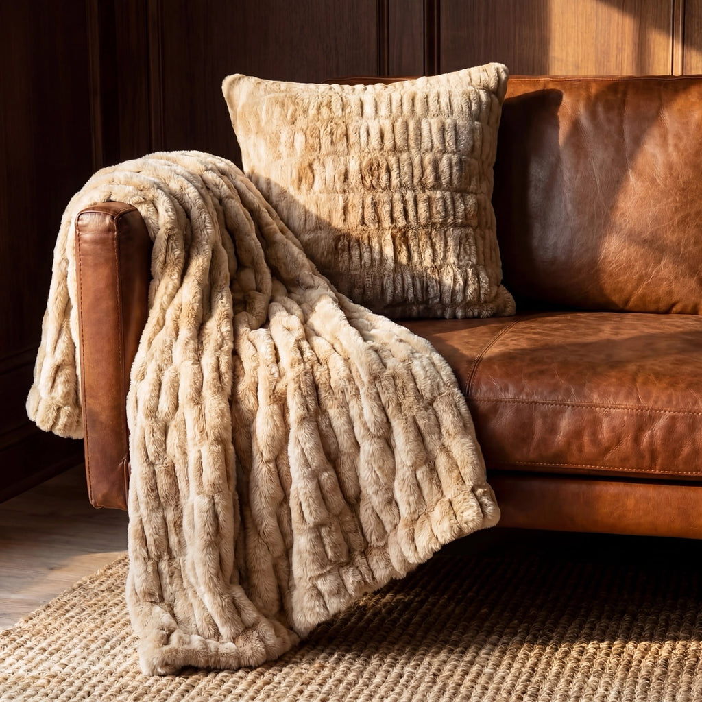 Ruched Rabbit Double-Sided Throw Throw