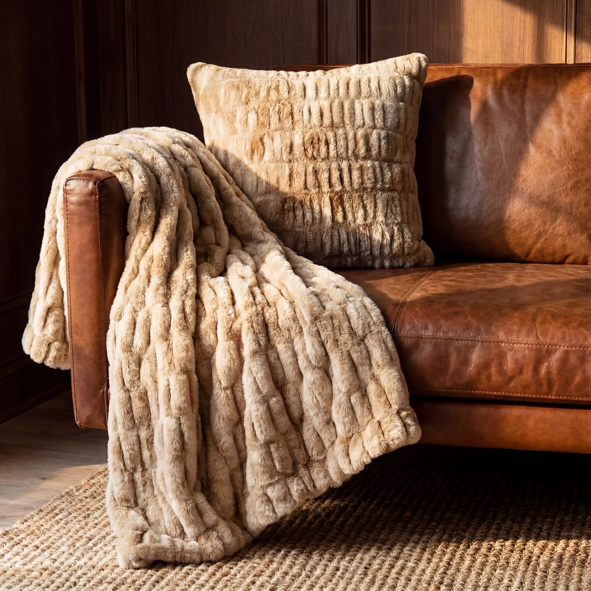 Ruched Rabbit Double-Sided Throw Throw