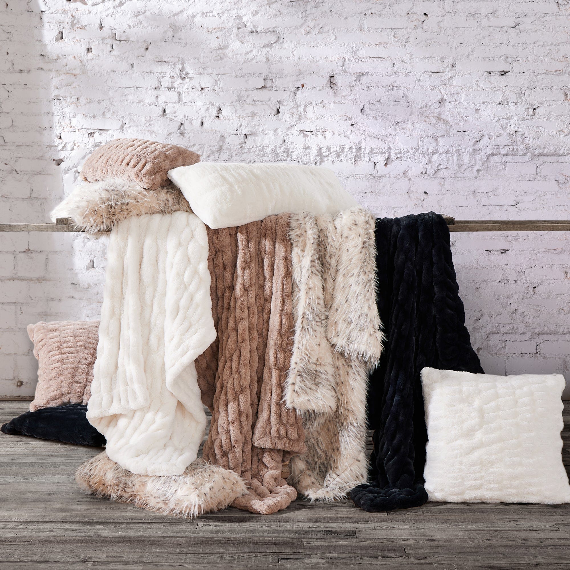 Ruched Rabbit Double-Sided Throw