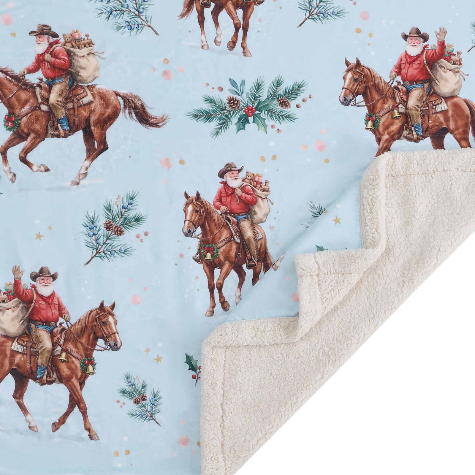 Santa on Horseback Campfire Sherpa Throw Throw