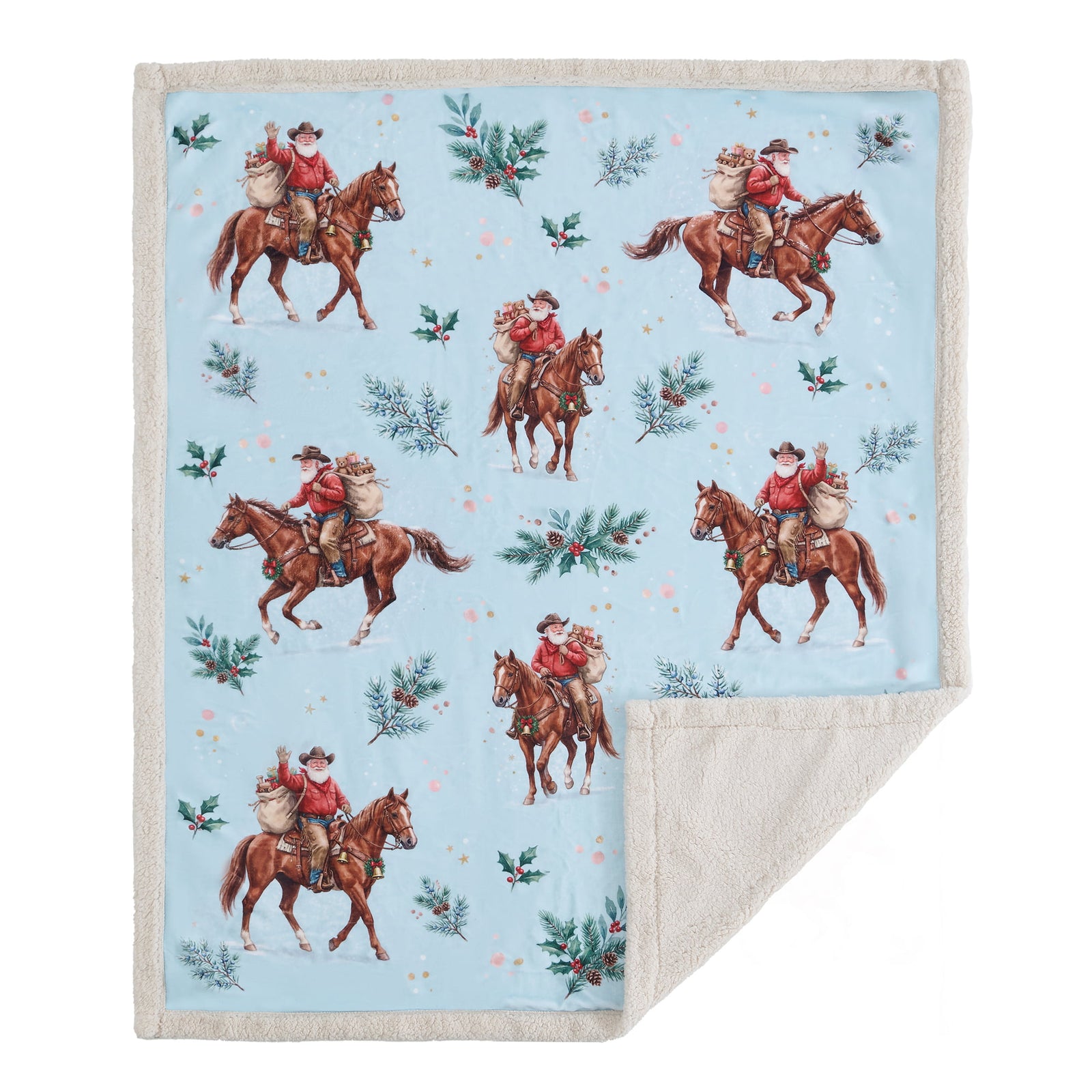 Santa on Horseback Campfire Sherpa Throw Throw