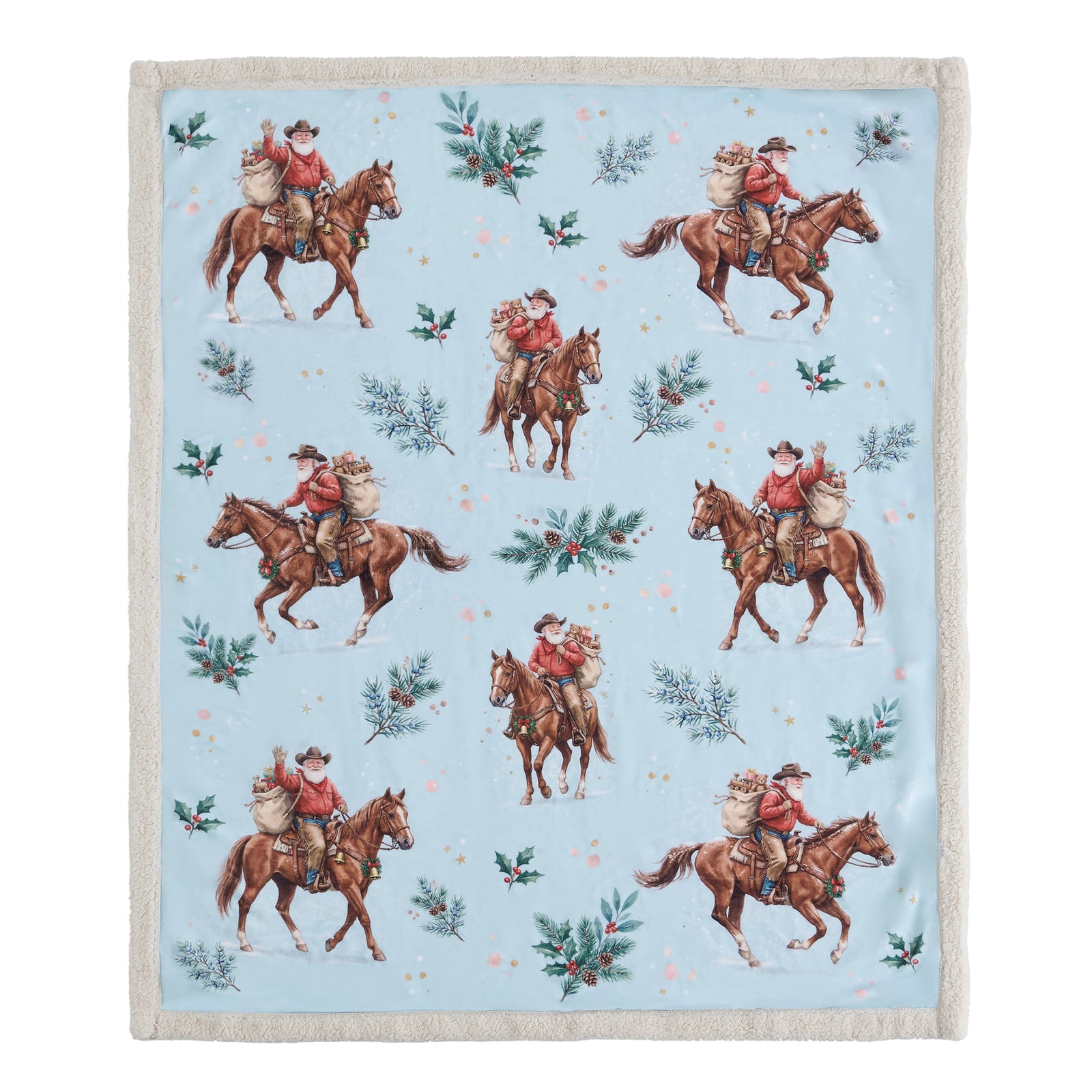 Santa on Horseback Campfire Sherpa Throw Throw