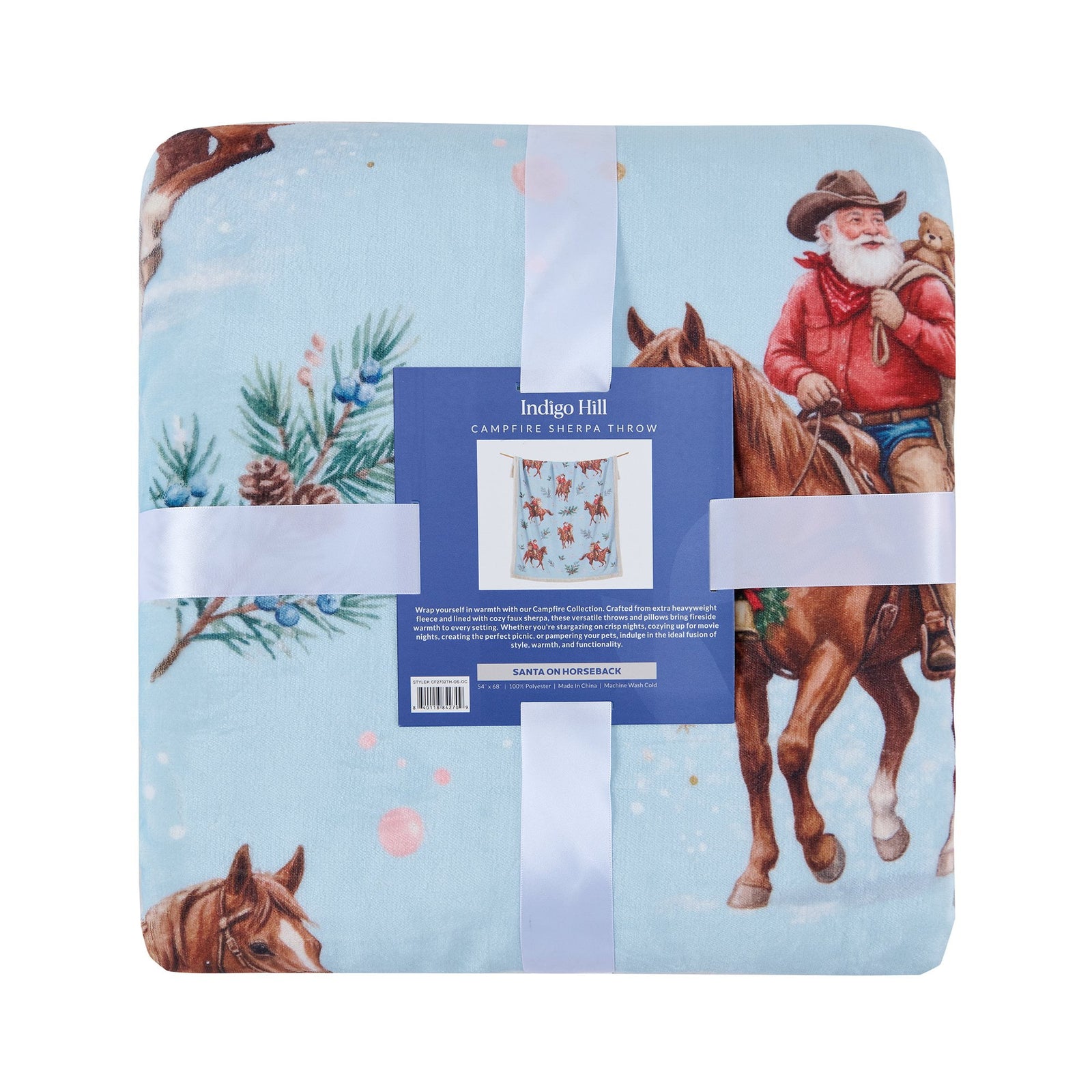Santa on Horseback Campfire Sherpa Throw Throw
