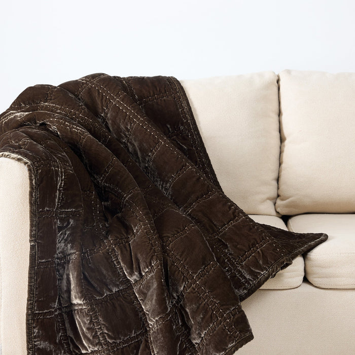 Stella Faux Silk Velvet Double Box Stitch Throw Throw