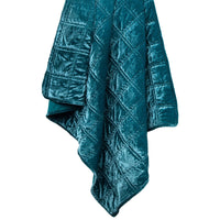 Stella Faux Silk Velvet Double Box Stitch Throw Teal Throw