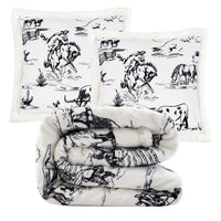 Ranch Life Western Toile Campfire Sherpa Throw Throw Set / Black Throw