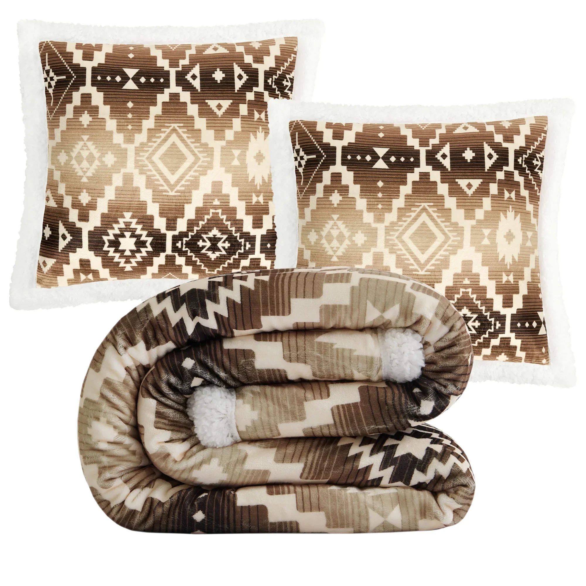 Chalet Aztec Campfire Sherpa Throw Throw Set Throw