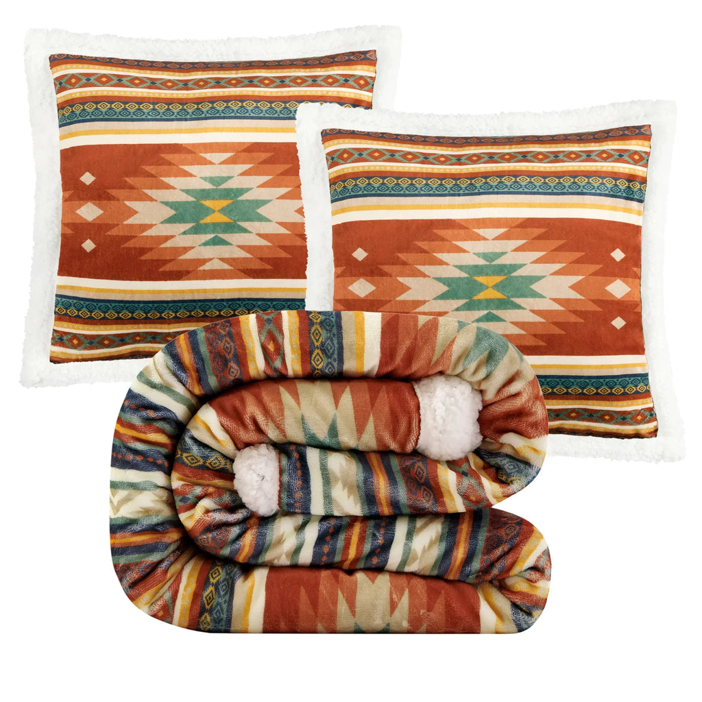 Del Sol Campfire Sherpa Throw Throw Set Throw
