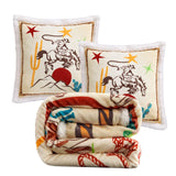 Western Adventure Campfire Sherpa Throw Throw Set: Desert Rider Pillows Throw