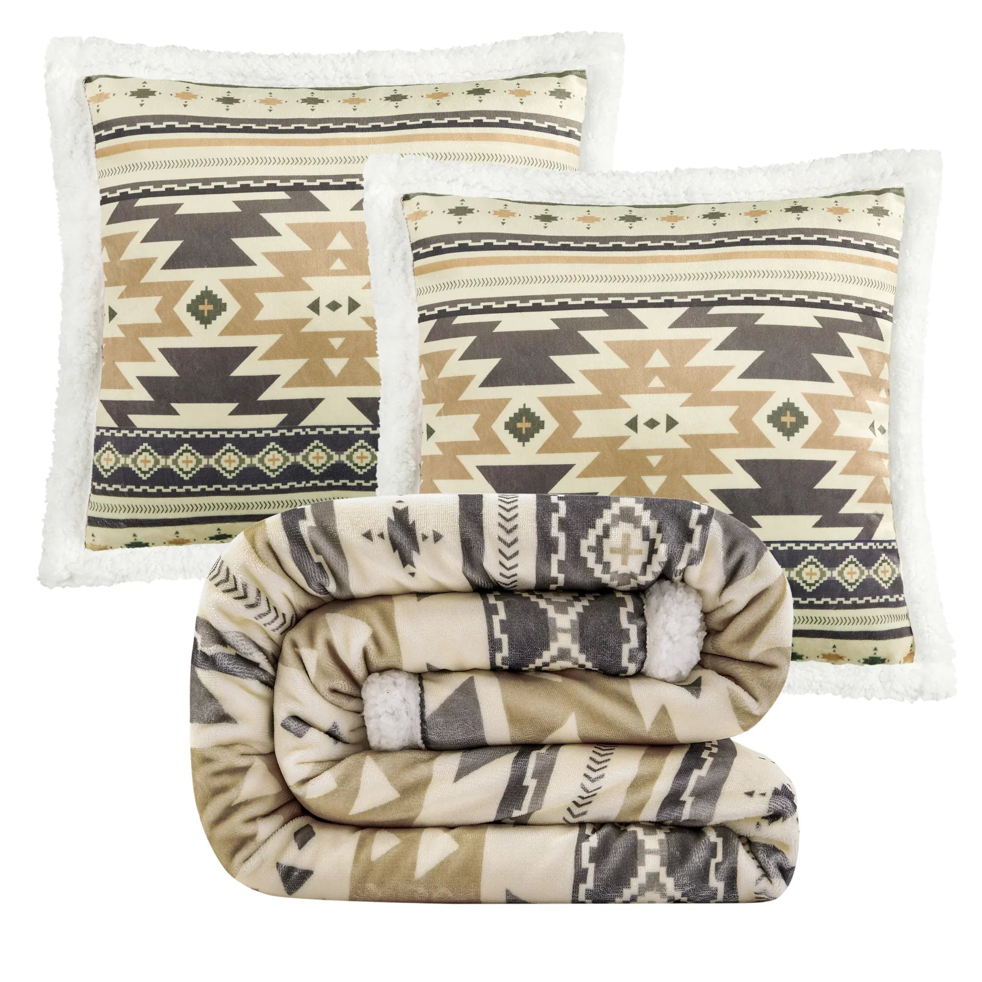 Desert Sage Campfire Sherpa Throw Throw Set Throw