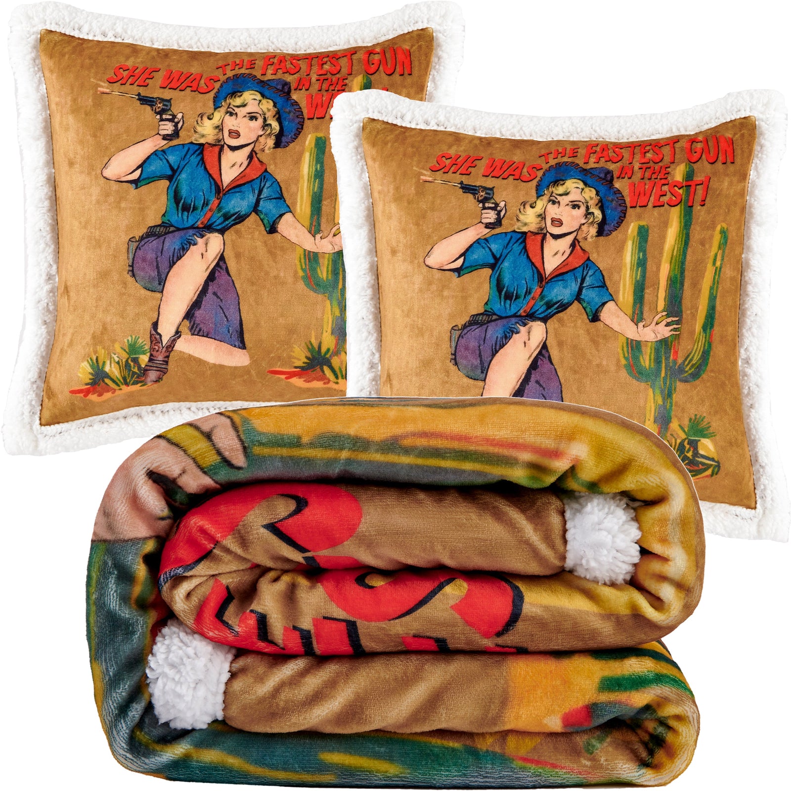 Gunslinger Campfire Sherpa Throw Throw Set Throw