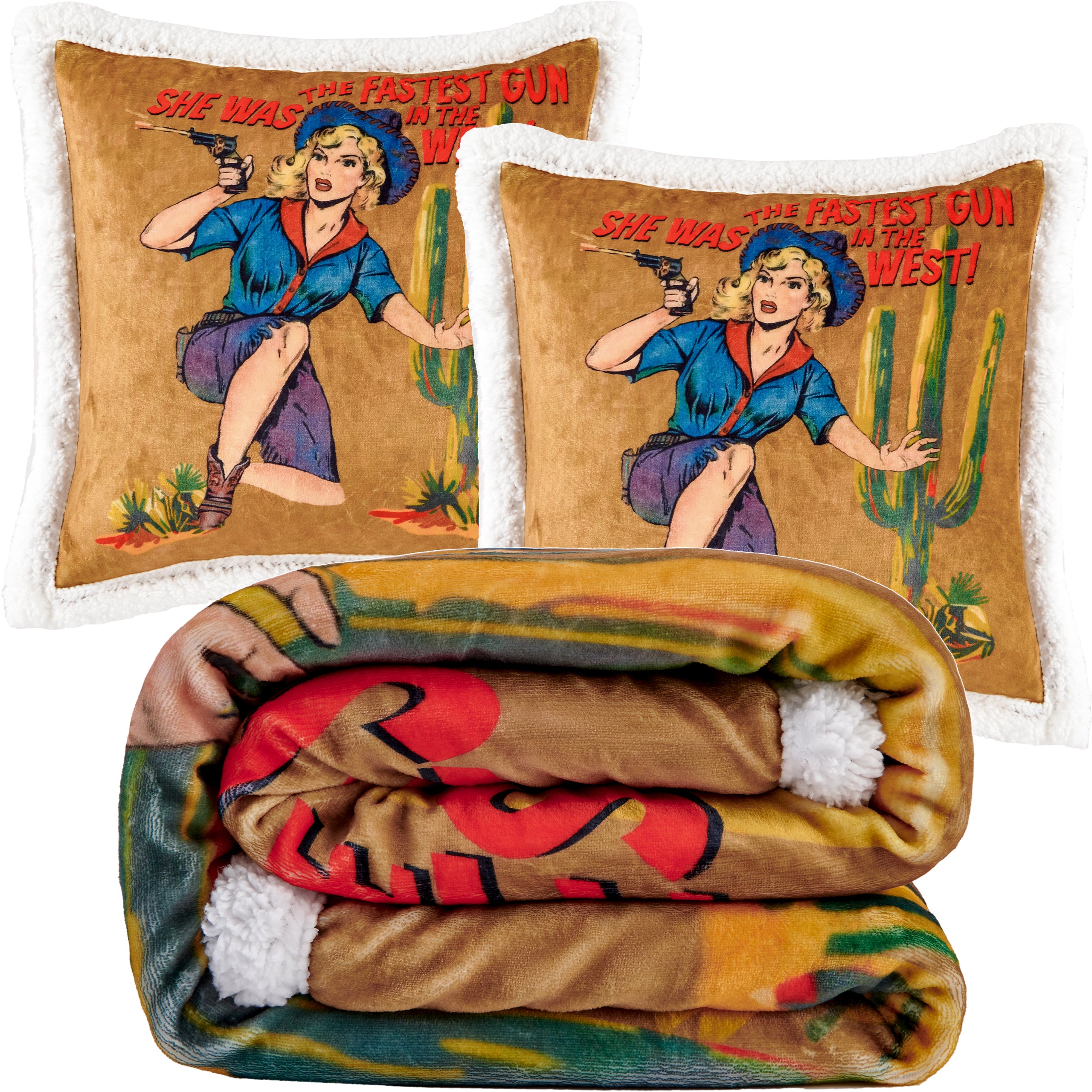 Gunslinger Campfire Sherpa Throw Throw Set Throw