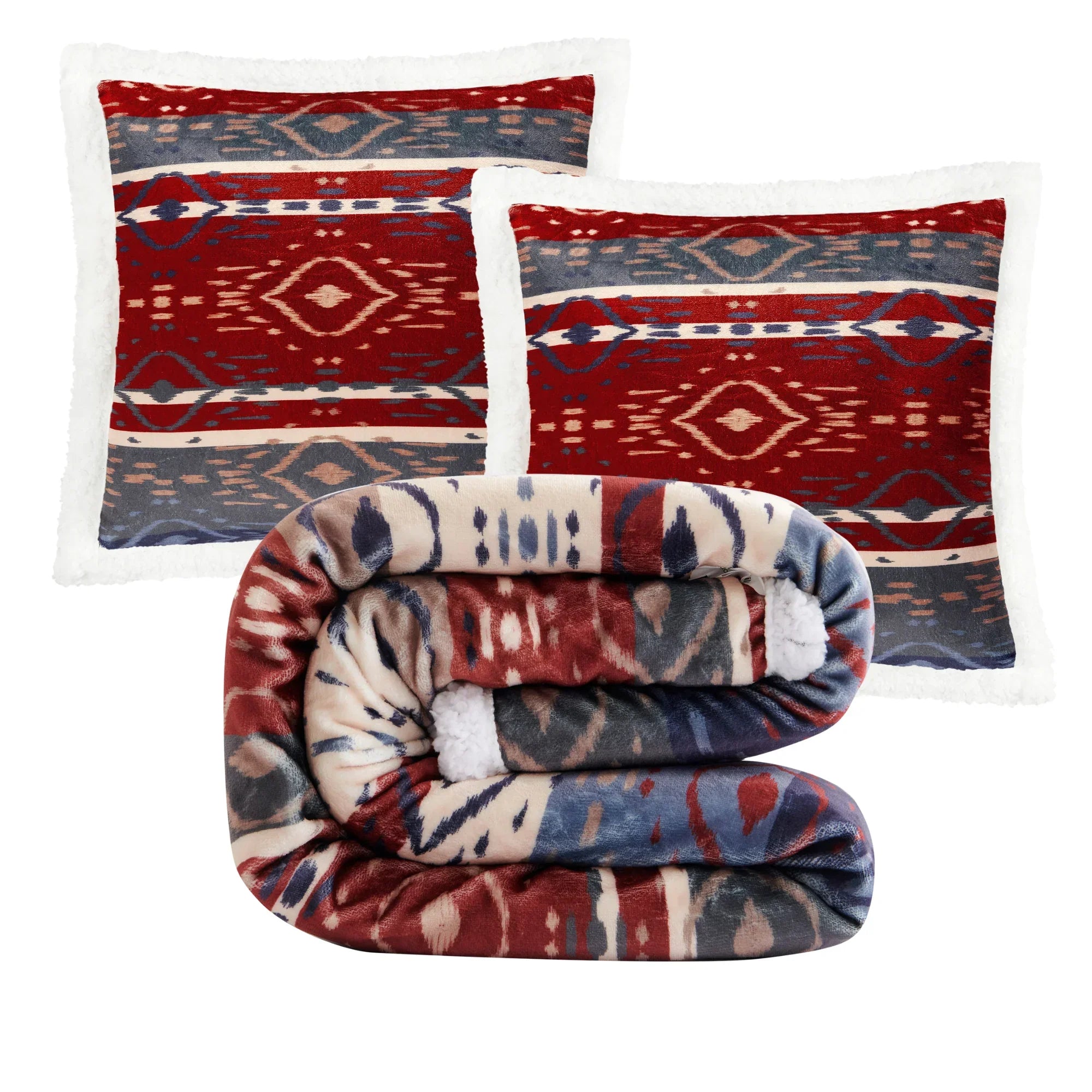 Home on the Range Aztec Campfire Sherpa Throw Throw Set Throw