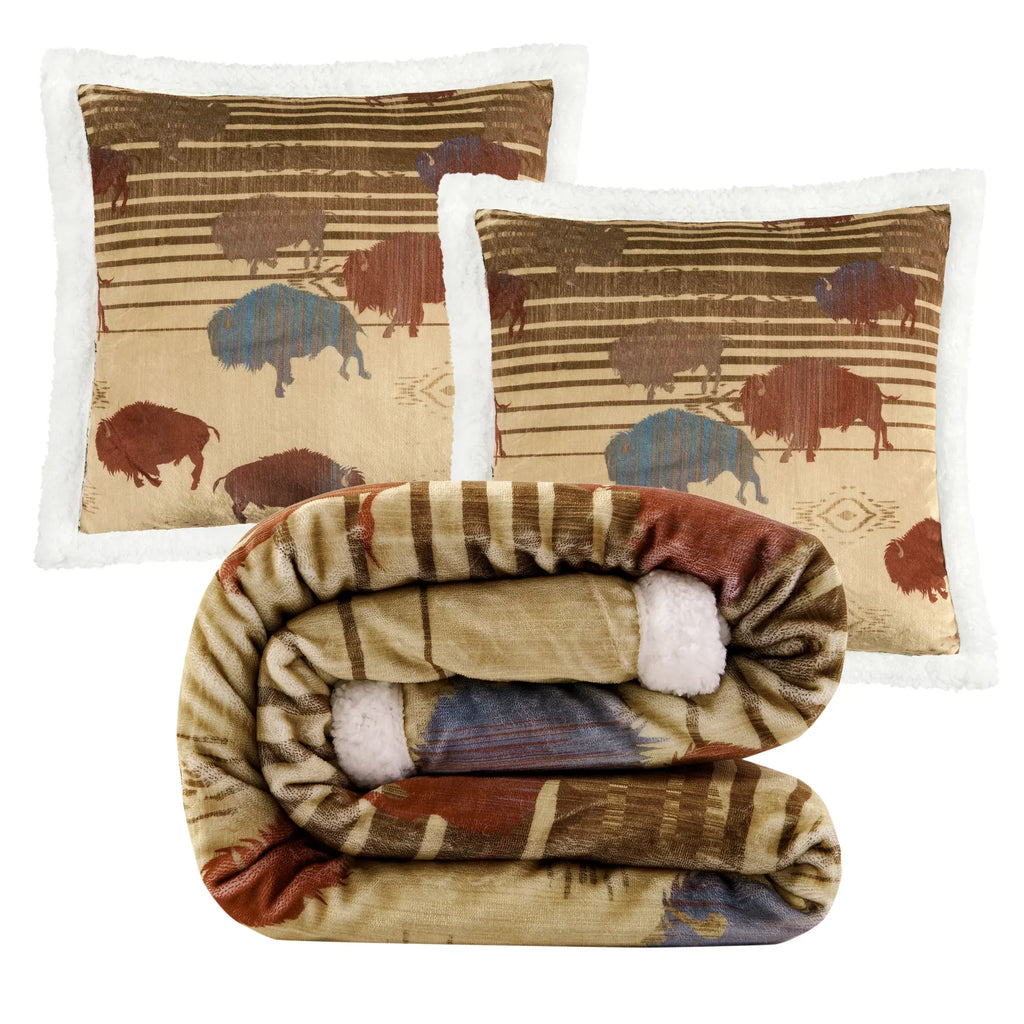 Home on the Range Campfire Sherpa Throw Throw Set Throw