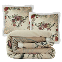 Rowena Longhorn Campfire Sherpa Throw Throw Set Throw