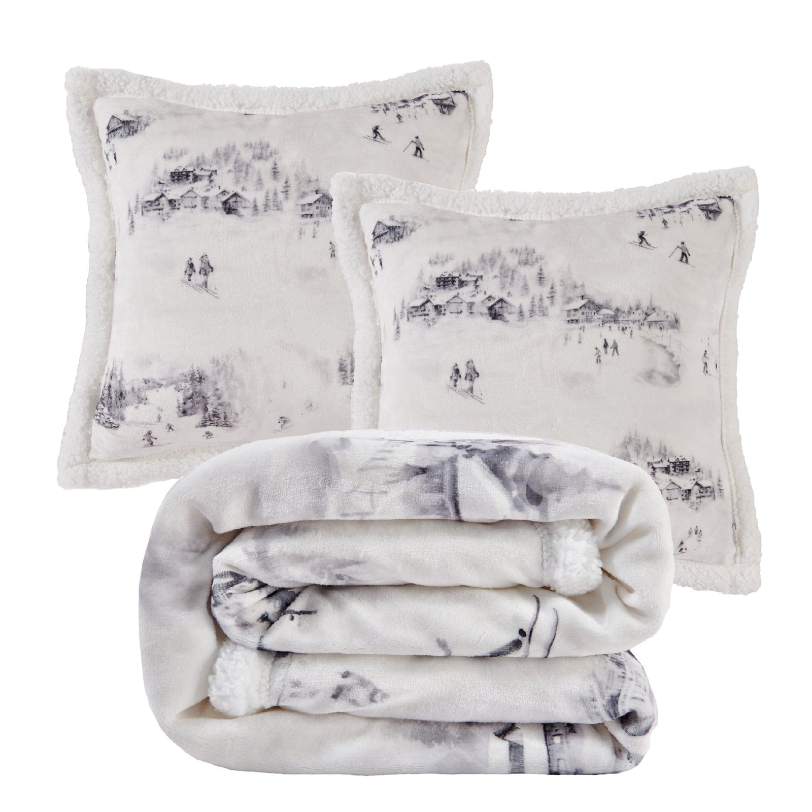 Ski Life Campfire Sherpa Throw Throw Set Throw